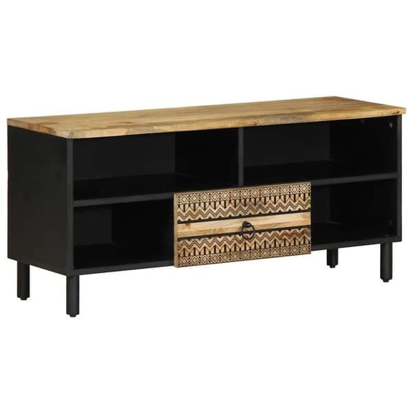 vidaXL TV-benk svart 100x33,5x46 cm grovt heltre mangotre