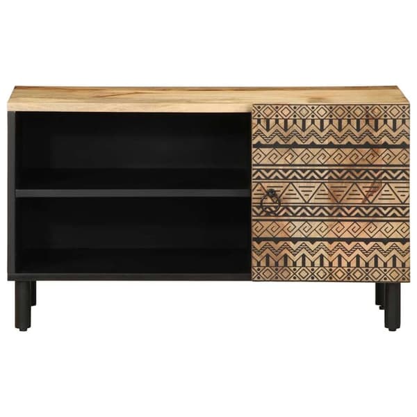 vidaXL TV-benk svart 80x33,5x46 cm grovt heltre mangotre