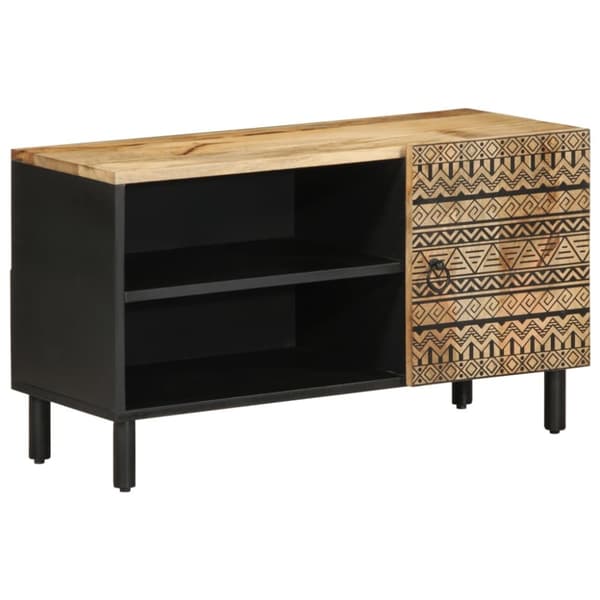 vidaXL TV-benk svart 80x33,5x46 cm grovt heltre mangotre
