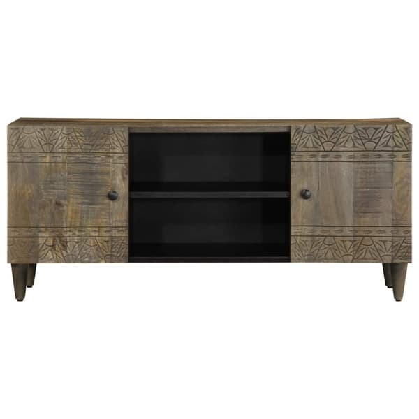 vidaXL TV-benk lysegrå 105x33,5x46 cm heltre mango