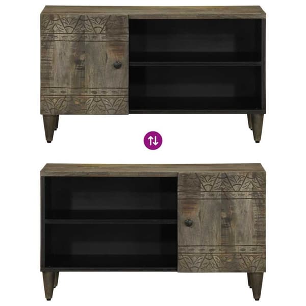 vidaXL TV-bänk ljusgrå 80x31,5x46 cm massivt trä mango