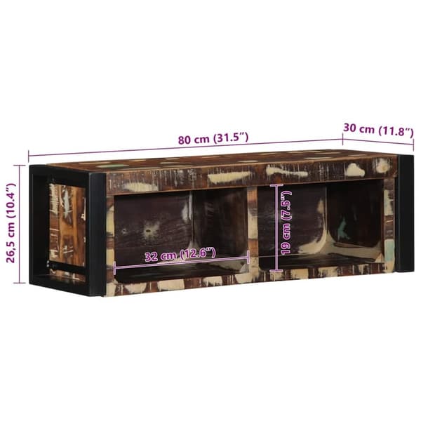 vidaXL TV-benk flerfarget 80x30x25 cm gjenvunnet heltre