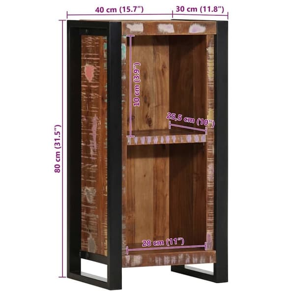 vidaXL sengebord 40x30x80 cm massivt genbrugstræ