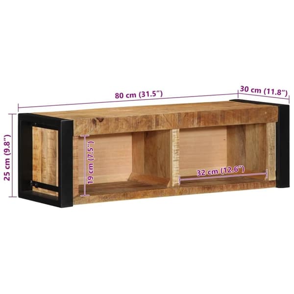 vidaXL tv-bord 80x30x25 cm massivt ru mangotræ