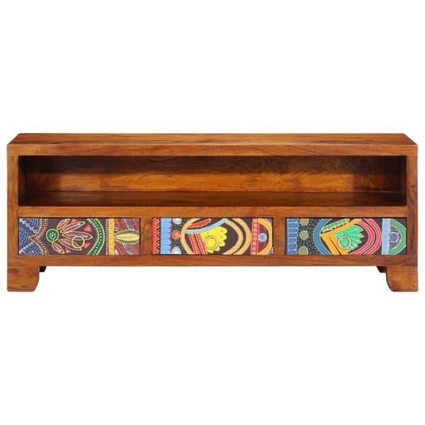 vidaXL tv-bord 110x30x40 massivt akacietræ flerfarvet