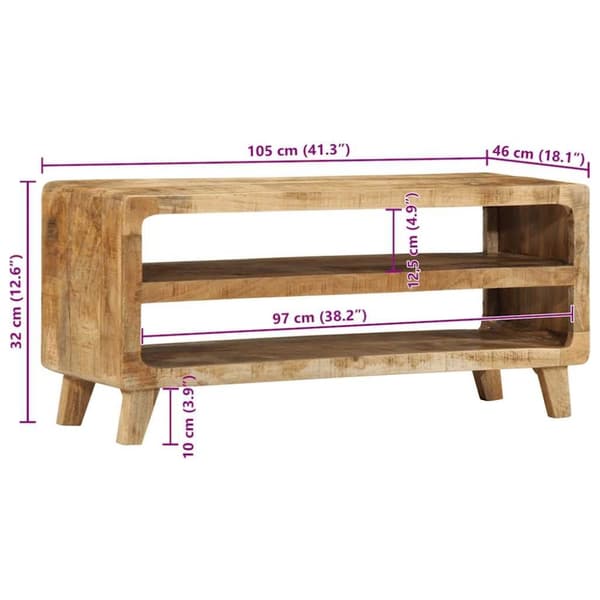 vidaXL TV-benk 105x46x32 cm grov heltre mango