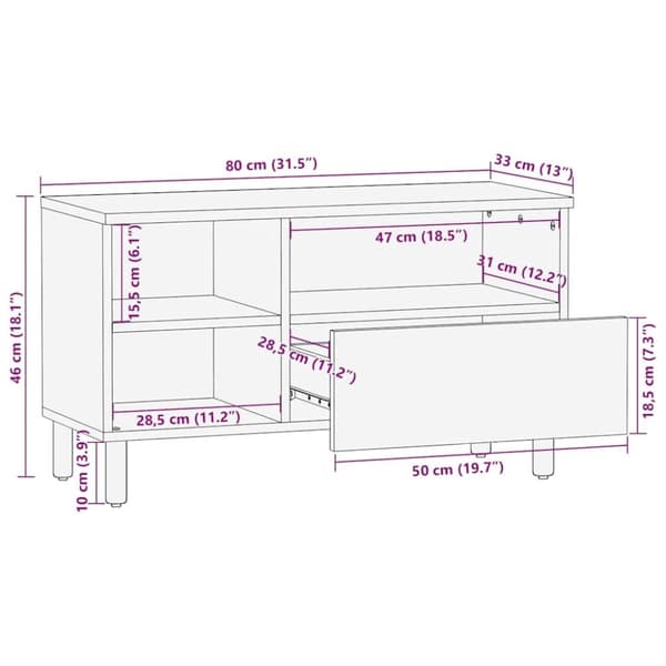 vidaXL TV-bänk brun 80x33x46 cm mango i massivt trä