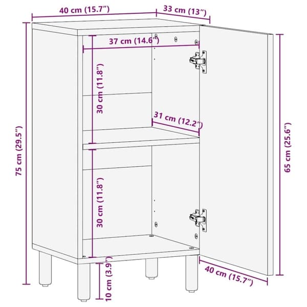 vidaXL Senkki Ruskea 40x33x75 cm Massiivipuu Mango