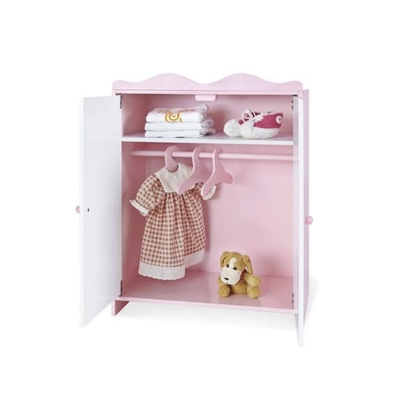 Rootz Doll's Wardrobe 'Jasmin' - Dockskåp - Förvaringsskåp - Inkluderar 3 hängare - 45cm x 27cm x 62cm