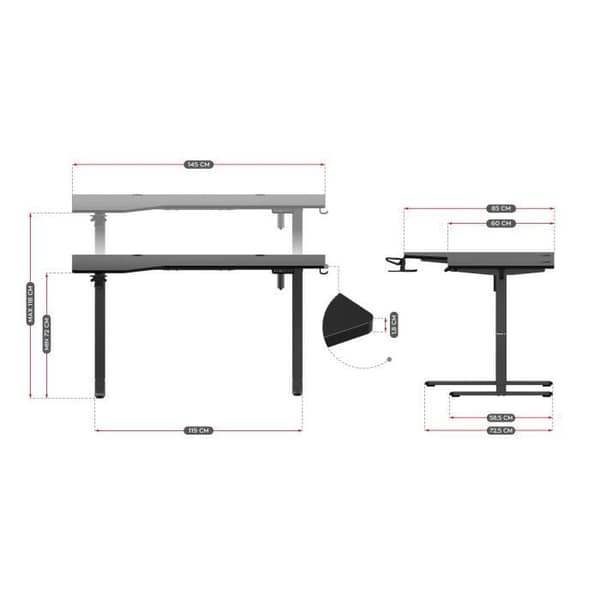 Skrivbord Steg- och Sittande - HUZARO - HERO 9.1 - Elektrisk - Ergonomisk - Svart