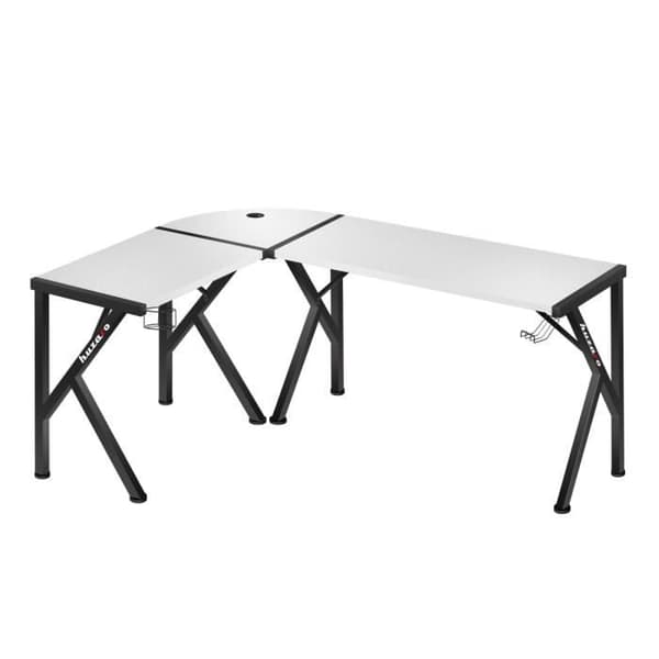 HUZARO HERO 6.3 Gaming Skrivbord Vit Svart, Hörn Skrivbord, 147×112cm, PC Gaming, Dator, PC Skrivbord, Ergonomiskt, Kol Vit