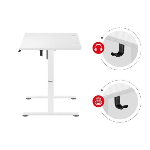 Bureau Assis Debout - HUZARO - HERO 8.2 - Vit - Ergonomisk - MDF Kol 18mm