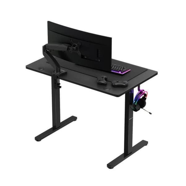 Sit-Stand-skrivbord HUZARO HERO 7.9 svart, elektriskt skrivbord, ergonomiskt, PC-spel, datoranvändning, 2xkrokar, spelbord