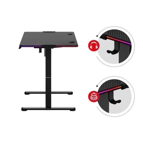 Bureau Assis Debout - HUZARO - HERO 8.2 - LED RGB - Ergonomisk - 120x60cm