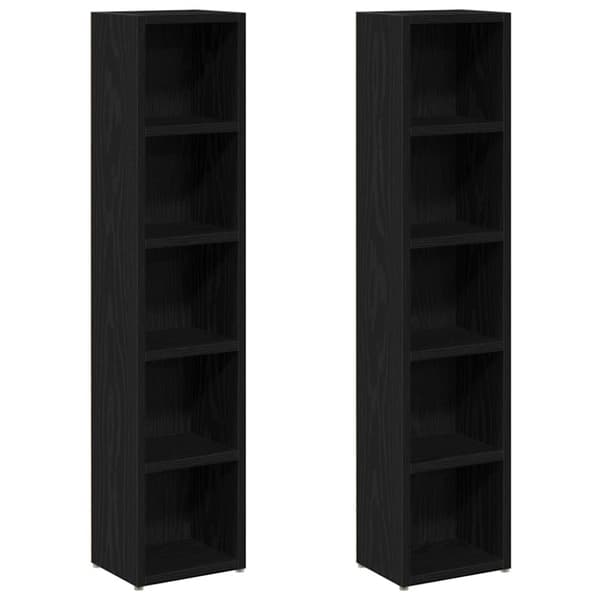 CD-skåp 2 st, svart ek 21x16x93,5 cm konstruerat trä