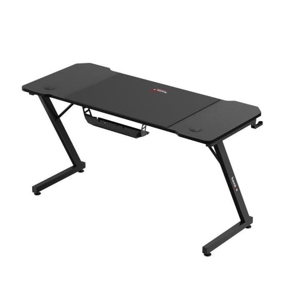 Bureau gaming HUZARO Hero 3.3 Noir - Stort bord 140 cm, Kabelkanal, Hörlurshållare och mugg, XXL-matta ingår, Ergonomisk