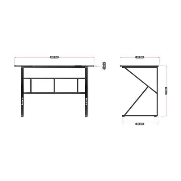 HUZARO HERO 1.6 Gaming Desk Svart, Ergonomiskt Skrivbord, PC-spel, Datorer, Gamer, Spelbord, 120x60x77cm