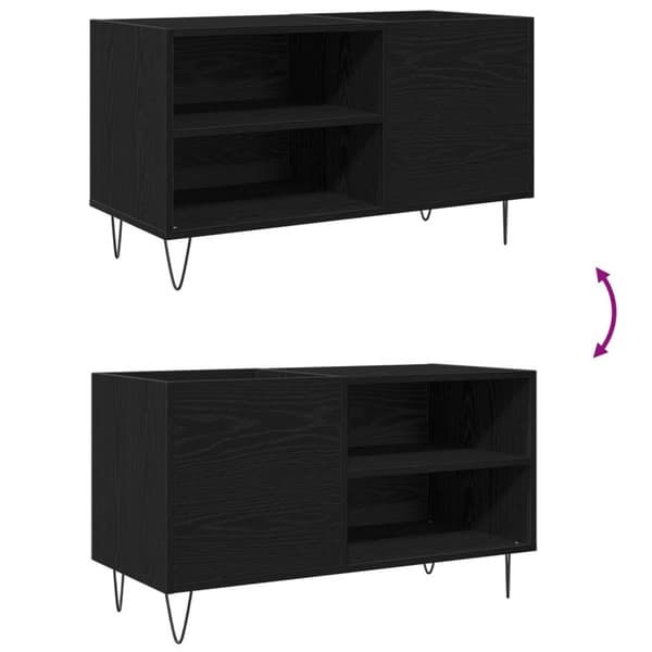 vidaXL LP-skåp Svart ek Konstruerat trä Medium LP-skåp Rektangulär