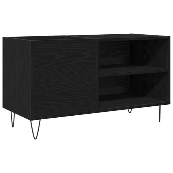 vidaXL Record Cabinet Sort egetræ Konstrueret træ Medium LP skab