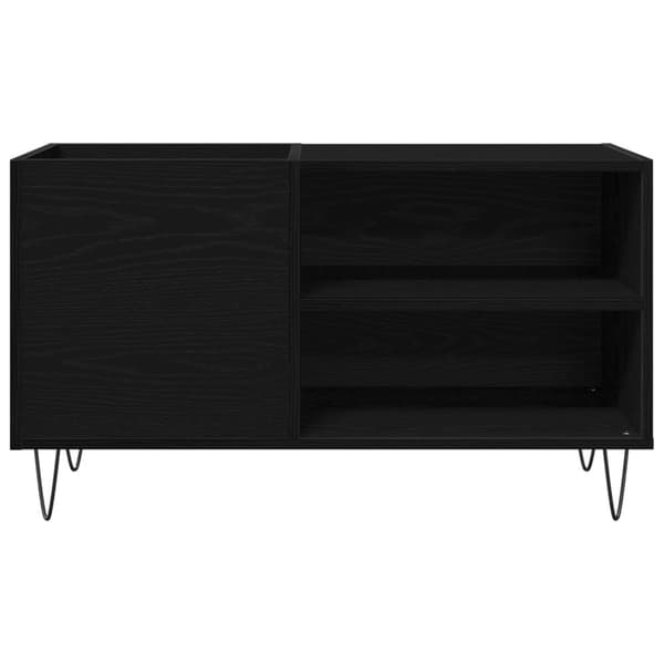 vidaXL Record Cabinet Sort egetræ Konstrueret træ Medium LP skab