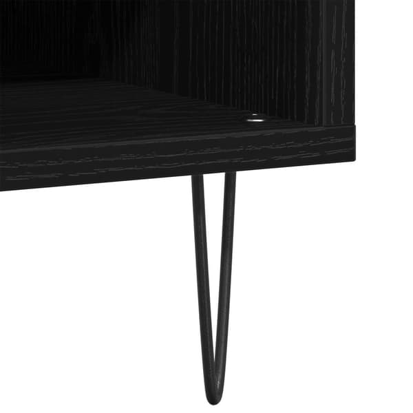vidaXL Record Cabinet Sort egetræ Konstrueret træ Medium LP skab