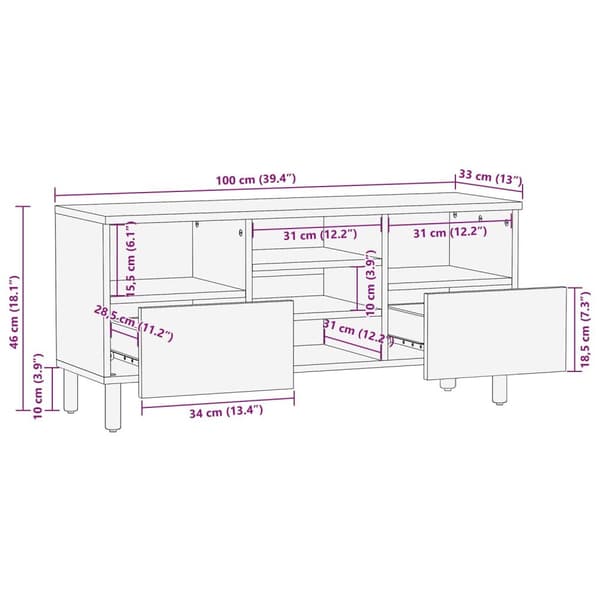 vidaXL TV-skap 100x33,5x46 cm Massivt Akasietre