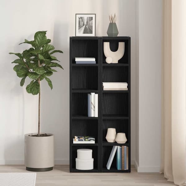 vidaXL CD-reoler 2 stk. 21x16x93,5cm konstrueret træ sort egetræsfarve