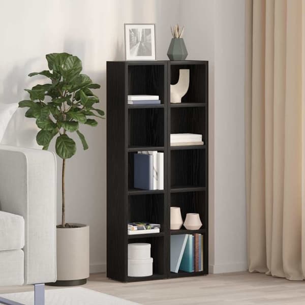 vidaXL CD-reoler 2 stk. 21x16x93,5cm konstrueret træ sort egetræsfarve