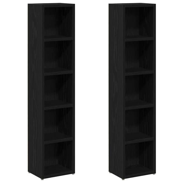 vidaXL CD-reoler 2 stk. 21x16x93,5cm konstrueret træ sort egetræsfarve