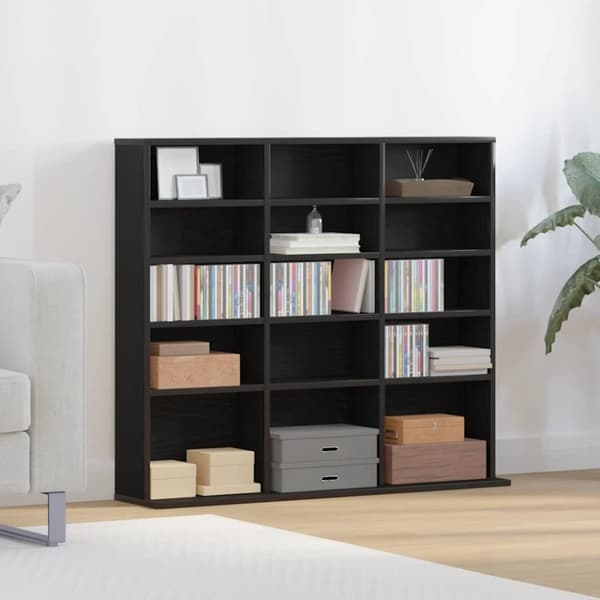 vidaXL CD-bänk svart ek 100,5x23x89,5 cm konstruerat trä