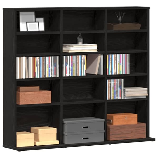 vidaXL CD-bänk svart ek 100,5x23x89,5 cm konstruerat trä