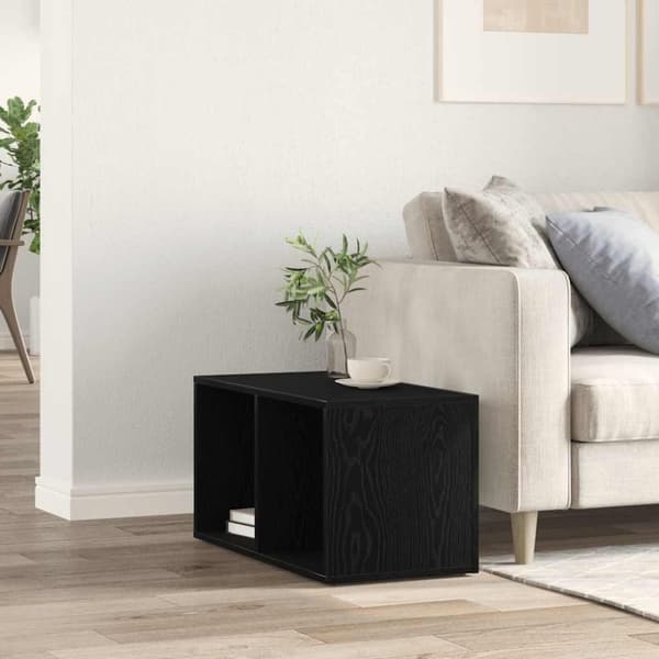 vidaXL LP Oppbevaringsboks svart eik 71x34x36 cm konstruert tre