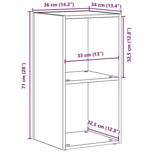 vidaXL LP Oppbevaringsboks svart eik 71x34x36 cm konstruert tre