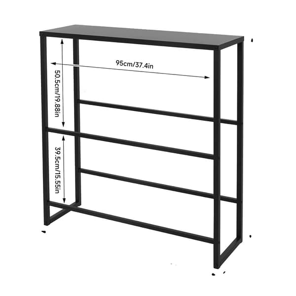 Drikkevarer Kassehylde, Tre-lags Design, Holdbar Metal Konstruktion,sort