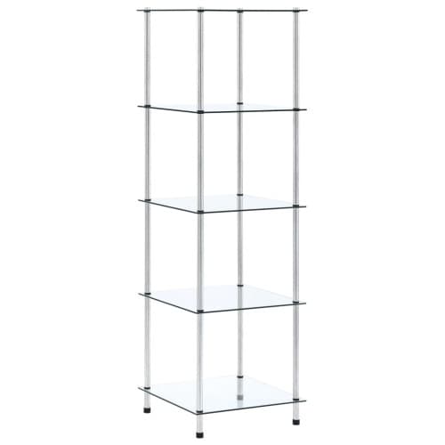 Hylla 5 hyllplan transparent 40x40x130 cm härdat glas