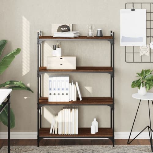 Bokhylla 4 hyllplan brun ek 80x30x120 cm konstruerat trä
