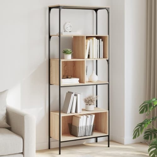 Bokhylla 5 hyllplan sonoma-ek 76x33x188,5 cm konstruerat trä