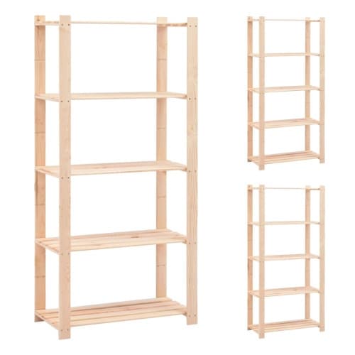 Förvaringshylla 5 hyllor 3 st 80x38x170 cm massiv furu 250 kg