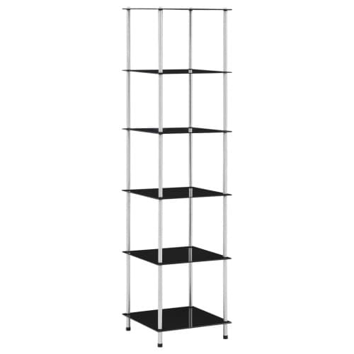 Hylla 6 hyllplan svart 40x40x160 cm härdat glas