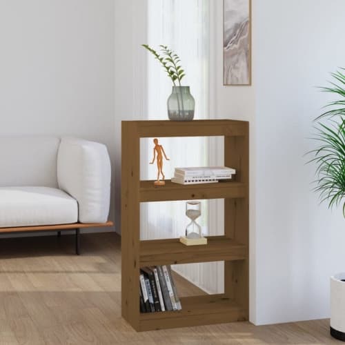Bokhylla/Rumsavdelare honungsbrun 60x30x103,5 cm massiv furu