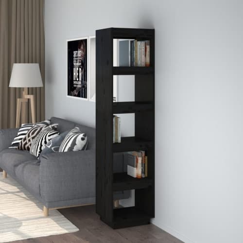Bokhylla/Rumsavdelare svart 40x35x167 cm massiv furu