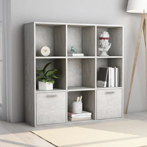 Bokhylla betonggrå 98x30x98 cm konstruerat trä