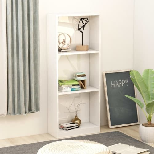 Bokhylla 3 hyllor vit högglans 40x24x109 cm konstruerat trä