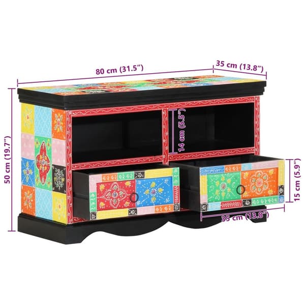 TV-bänk i flera färger 80x35x50 cm av massivt mangoträd