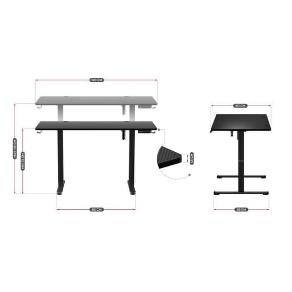 Skrivbord Stående Sittande - HUZARO - HERO 8.2 - Svart - Elektrisk - Ergonomisk - Tyst