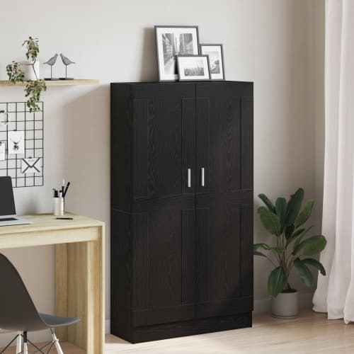 Bokskåp 2 st Svart Ek 165x30,5x150 cm Trä