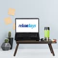 Miniatyrbild 5 av 6: Relaxdays Laptopbord, HLP 25x60x35 cm, Bambu, Fällbart, Skrivbord, Knähylla, Låda, Mörkbrun
