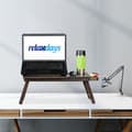 Miniatyrbild 2 av 6: Relaxdays Laptopbord, HLP 25x60x35 cm, Bambu, Fällbart, Skrivbord, Knähylla, Låda, Mörkbrun
