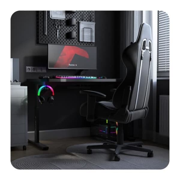 Bureau Gaming - HUZARO - Hero 2.6 - Noir - Justerbar höjd - Kolfiberbord - Tillbehörsstöd