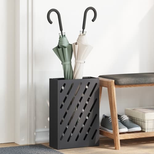 Paraplyställ Svart Metall Medium Paraplyställ Rektangulärt